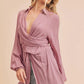 Aemi + Co Tied Collared Neck Long Sleeve Top - Farnelli