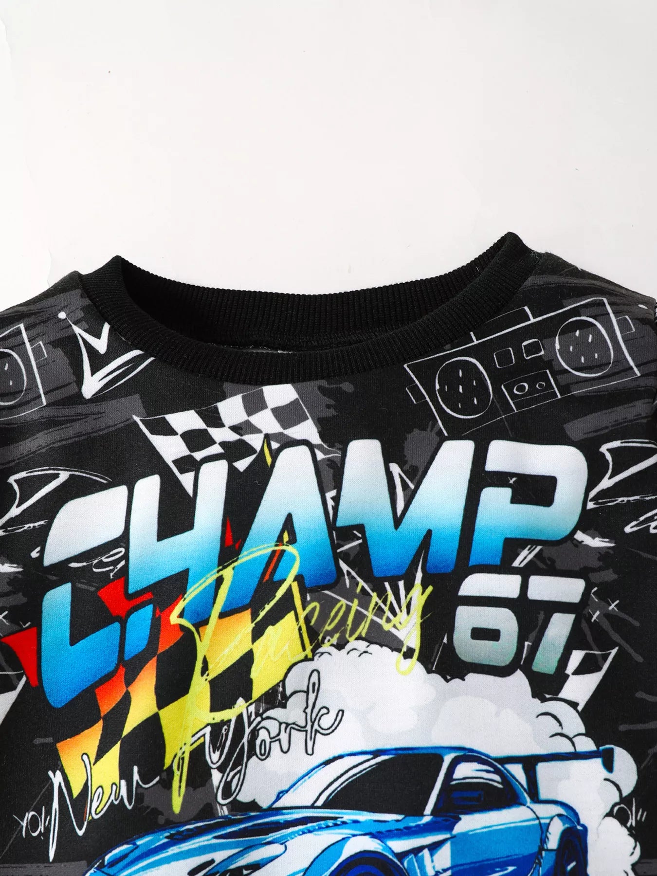 Children's Racing Car Print Long Sleeve Sweatshirt and Pants Set - Farnelli