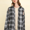 VERY J Contrast Plaid Raw Detail Shirt - Black