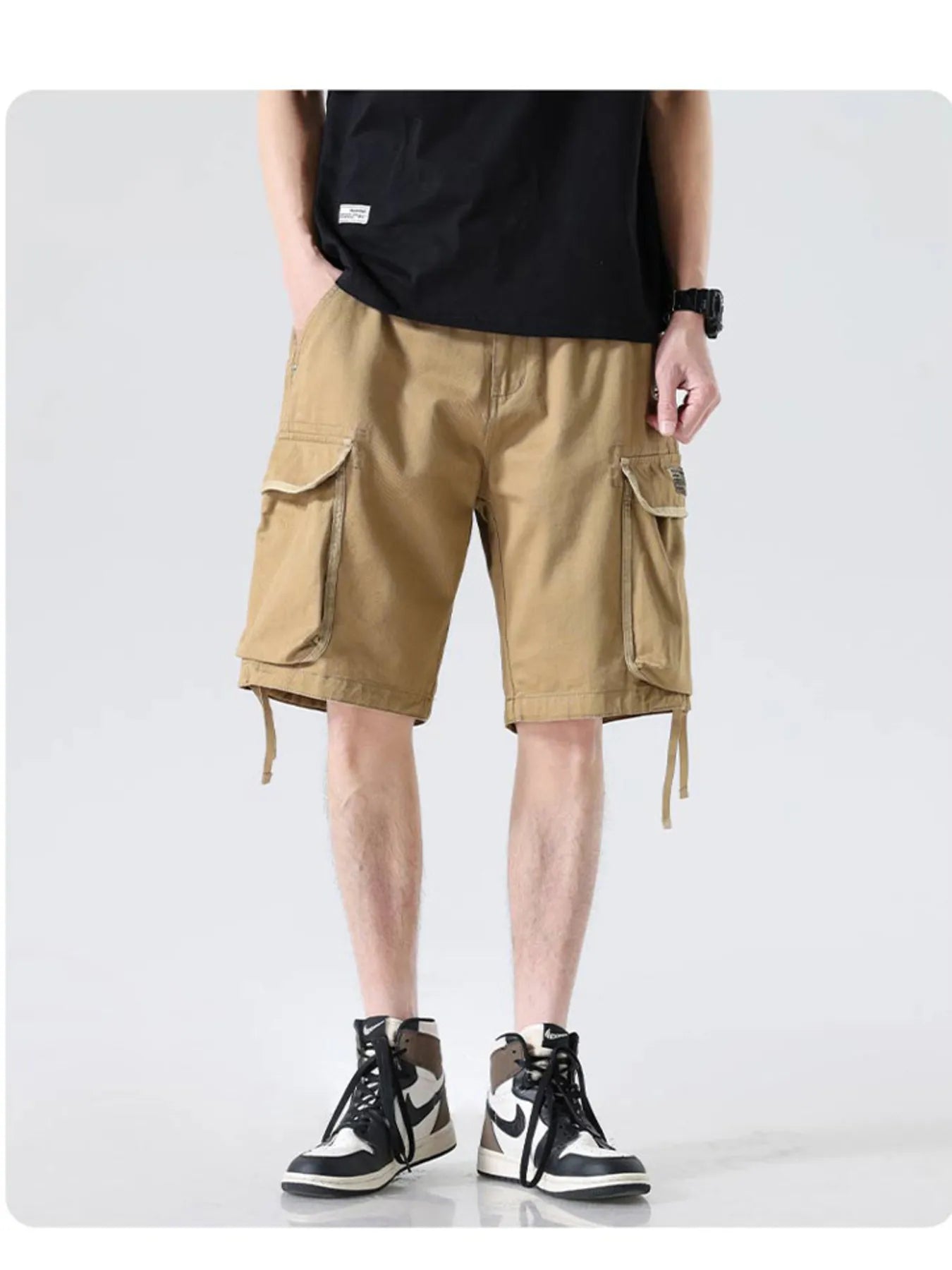 Men's Drawstring Wide Leg Cargo Shorts - Farnelli