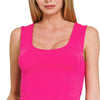 Zenana Double Layered Cropped Tank Top - HOT PINK