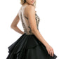 Juliet 760 Embellished Bodice Layered Skirt Short Dress
