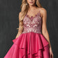 Juliet 760 Embellished Bodice Layered Skirt Short Dress