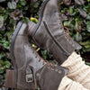 Lace-Up Block Heel Boots - Chocolate