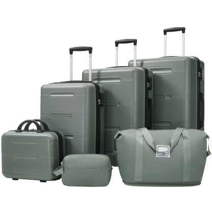 HouseOfZazla 6-piece lightweight hardshell luggage set with spinner wheels in assorted sizes