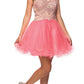 Juliet 761 Short Prom Dress Embellished Bodice with Keyhole