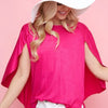 BiBi Fold Over Back Detailed Top - FUCHSIA