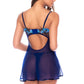 Mapale Twilight Petals Blue Sheer Babydoll & Thong Set