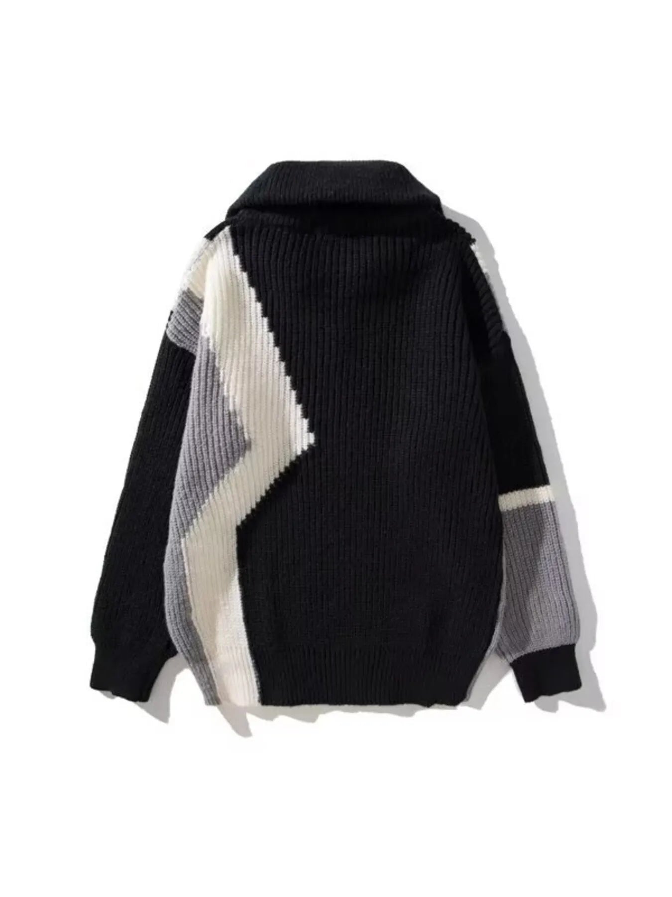 Men's Plus Size Color Block Zip Collar Sweater - Farnelli