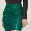 Ruched Mini Skirt with Zipper - Dark Green
