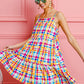 BiBi Multi Colors Plaid Sleeveless Sun Dress - Farnelli