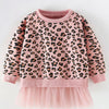 Children's Leopard Print Tulle Hem Sweatshirt - Dusty Pink