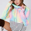 BiBi Tie Dye French Terry Cowl Neck Top - PASTEL TIEDYE