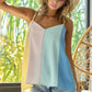 BiBi Linen Woven Color Block Sleeveless Top - Farnelli