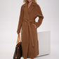 Cambridge Comfort Wraparound Wool Cashmere Coat in Dark Camel