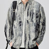 Men's Plus Size Tie-Dye Button Up Long Sleeve Shirt - Apricot