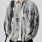 Men's Plus Size Tie-Dye Button Up Long Sleeve Shirt - Farnelli