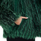 Reversible Genuine Silver Fox  Down Fill Coat in Emerald