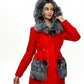 Roma Genuine Silver Fox Fur Rabbit Fur Insulated Parka in Red