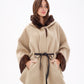 Genuine Mink Fur Double Face Wool Hooded Poncho