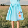 Children's Round Neck Cartoon Polka Dot Dress - Mint Blue