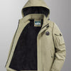 Men's Plus Size Outdoor Windproof Hooded Jacket - Khaki