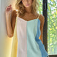 BiBi Linen Woven Color Block Sleeveless Top - Farnelli