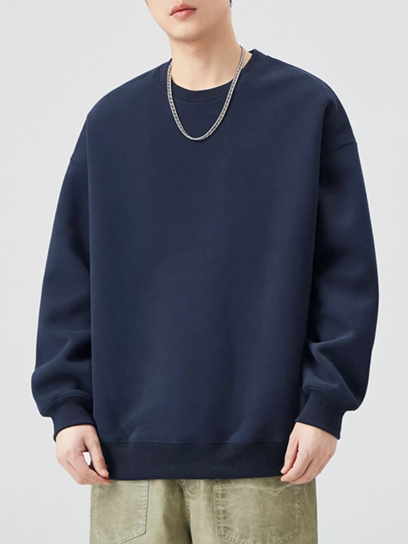 Men's Plus Size Crew Neck Long Sleeve Sweatshirt - Farnelli