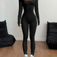 Square Neck Long Sleeve Active Jumpsuit - Farnelli