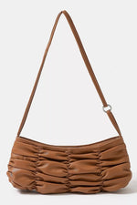 Fame Segmented Pleated Faux Leather Hand Bag - Farnelli