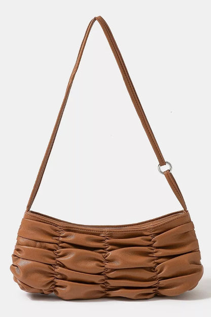 Fame Segmented Pleated Faux Leather Hand Bag - Farnelli