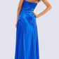 CLEARANCE - Long Strapless Formal Dress Satin Rhinestone Pleated Bodice (Size S, L)