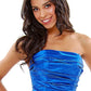 CLEARANCE - Long Strapless Formal Dress Satin Rhinestone Pleated Bodice (Size S, L)