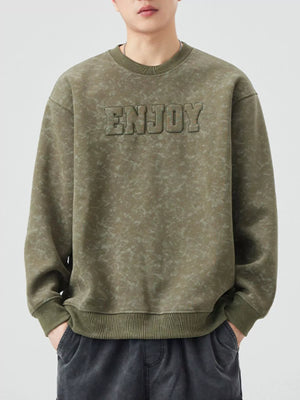 Men's Plus Size Enjoy Round Neck Long Sleeve Sweatshirt - Farnelli