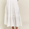 ADORA Rhinestone Accent Tiered Skirt - WHITE