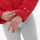 Studded Light Demi-Season Hooded Cropped Jacket in Red