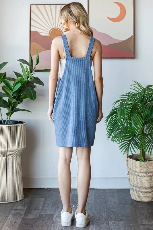 Heimish Full Size Ribbed Sleeveless Mini Tank Dress Plus Size - Farnelli
