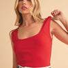 Aemi+Co Square Neck Wide Strap Tank - CHERRY