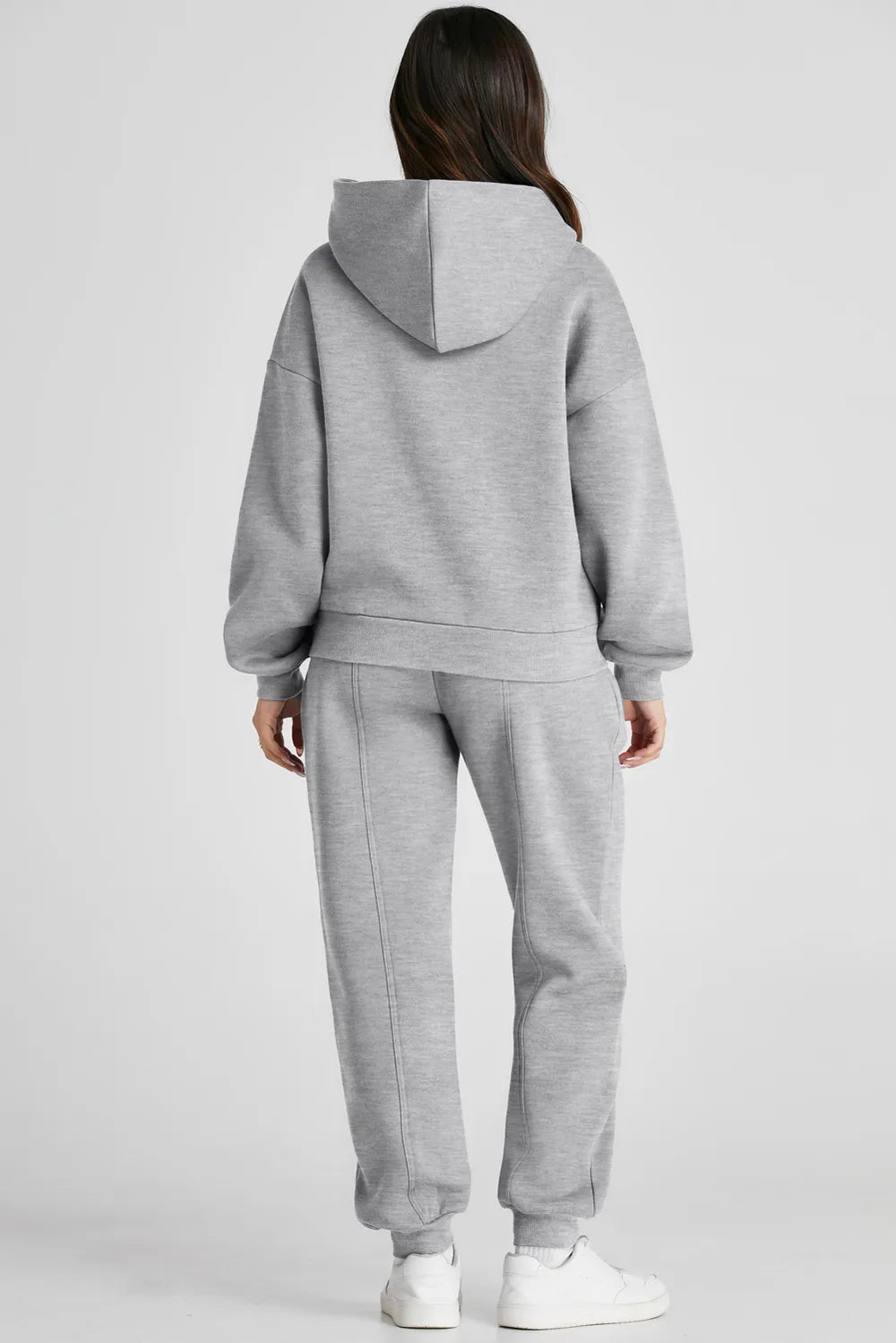 Dropped Shoulder Long Sleeve Hoodie and Pants Active Set - Farnelli