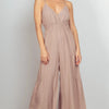 VERY J Sleeveless Ruched Wide Leg Jumpsuit - Natural