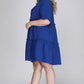She + Sky Full Size Button Front Frill Tiered Mini Dress Plus Size - Farnelli
