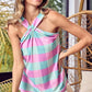 BiBi Multi Color Plaid Brushed Neck Tank - Farnelli