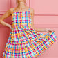 BiBi Multi Colors Plaid Sleeveless Sun Dress - Farnelli