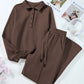 Collared Sweatshirt and High Waist Pants Active Set - Farnelli
