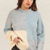 VERY J Color Block Mock Neck Drop Shoulder Sweater - Grey