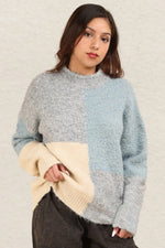 VERY J Color Block Mock Neck Drop Shoulder Sweater - Farnelli