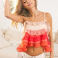 BiBi Crinkle Chiffon Ruffle Tiered Adjustable Strap Top - Farnelli