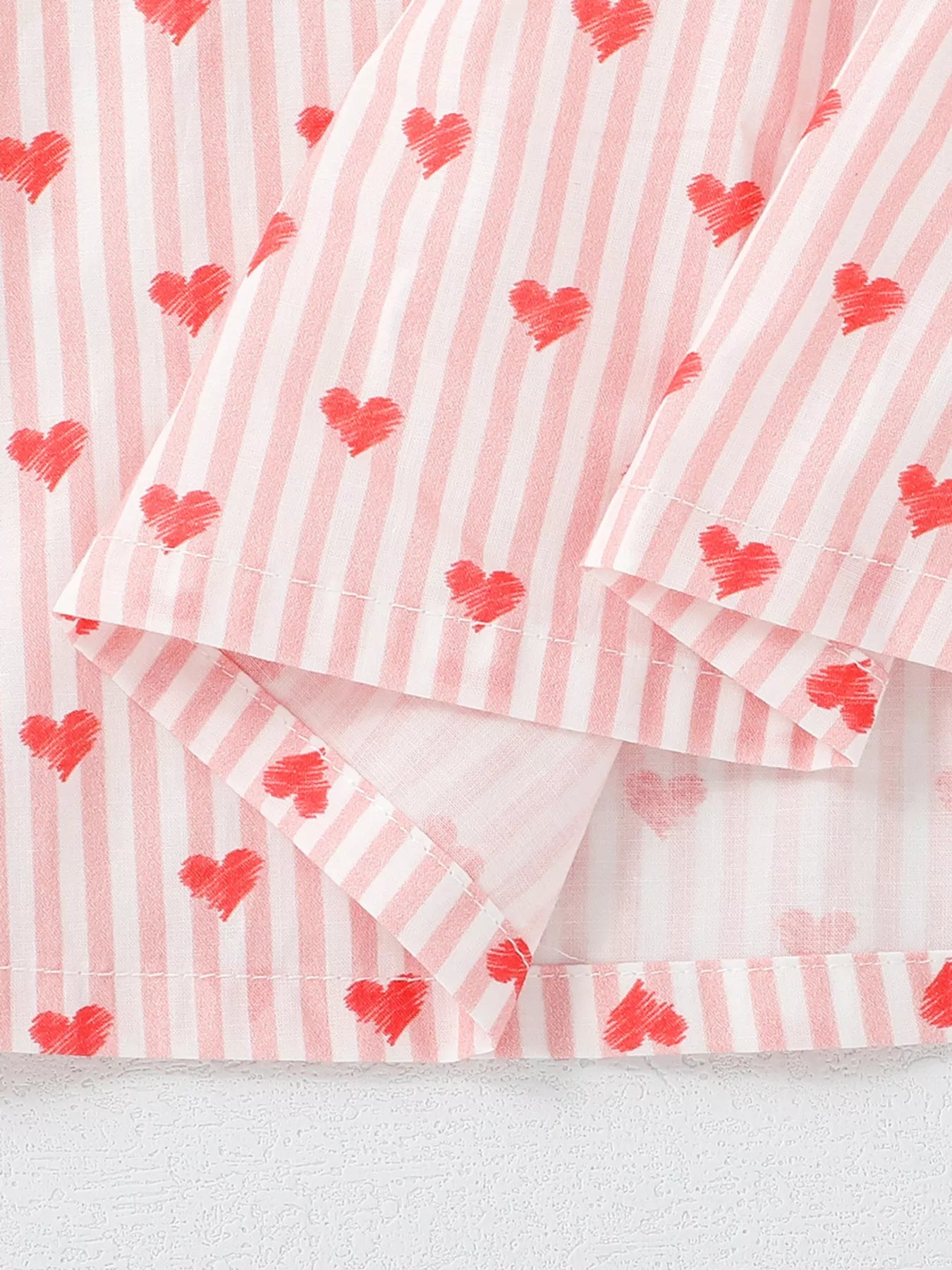 Children's Heart Print Ruffle Trim Dress - Farnelli