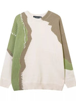 Men's Contrast Round Neck Long Sleeve Sweater - Farnelli