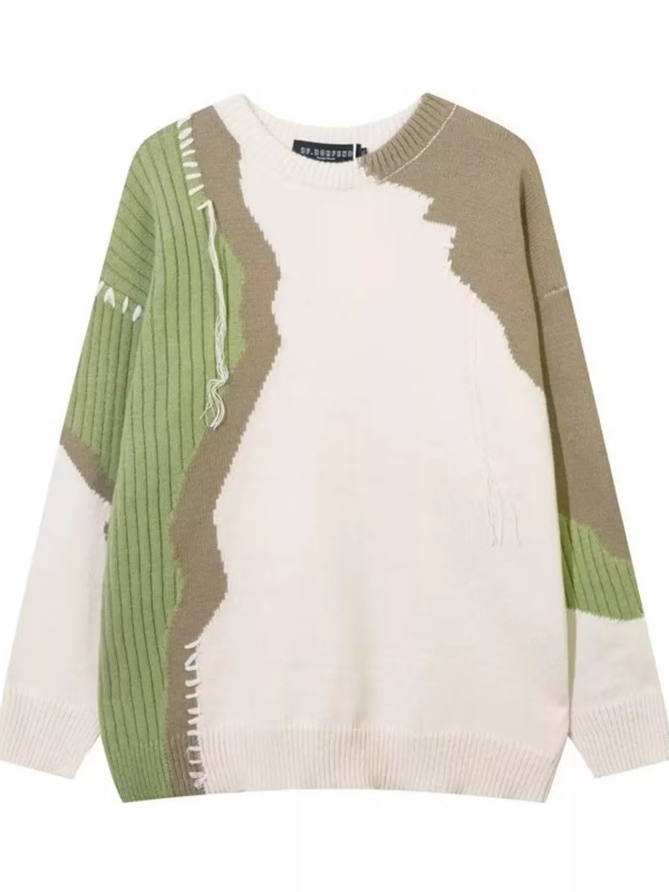 Men's Contrast Round Neck Long Sleeve Sweater - Farnelli